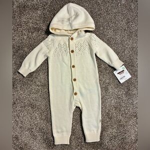 Little Planet Cream Knit Hooded Baby One Piece